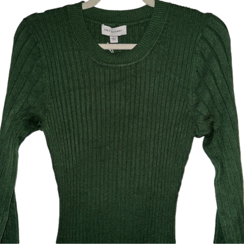 Women's Green Ribbed Midi Dress